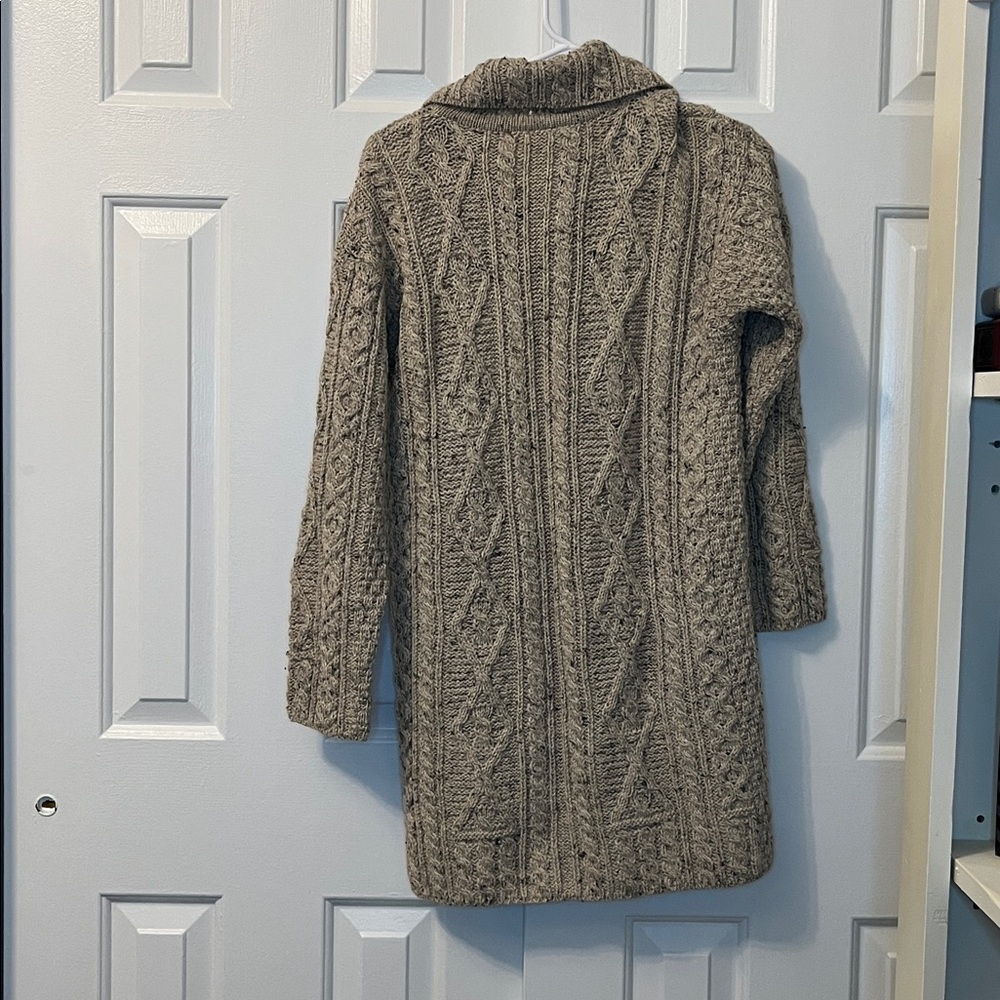 Kilronan Knitwear Beige Wool Ireland Button Down Chunky Long Cardigan Size S - Picture 6 of 6